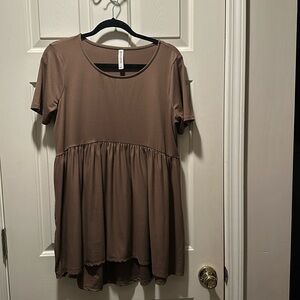 EUC Brown Zenana Outfitters High Waisted Tunic with Scoop Neck  L